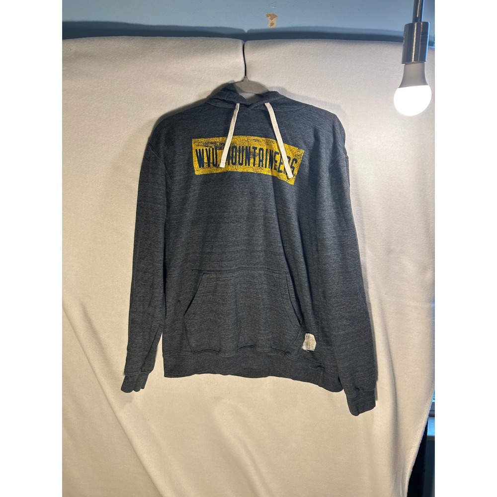 Original Retro Brand WVU Mountaineers Hoodie Mens Large Charcoal Grey Distressed